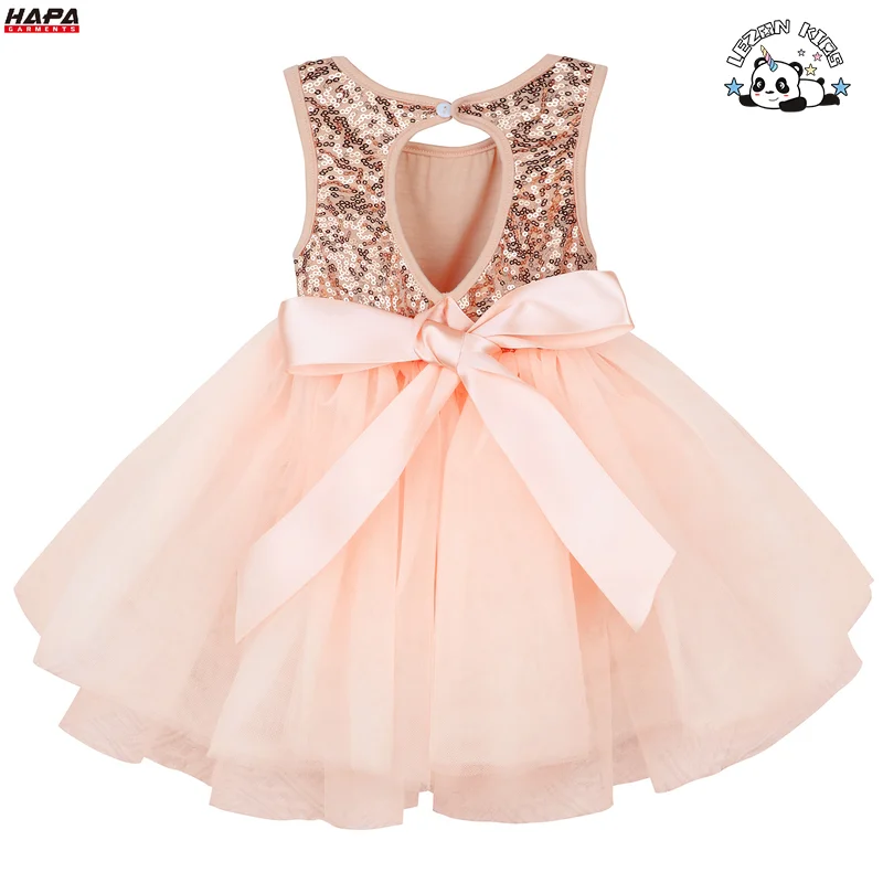 LEZONKIDS - New Fashion Round Neck Sleeveless Dress Girls Sequined Mesh Tutu Princess Girls Dress for Kids